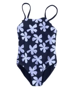 Of One Sea Girl's One Piece In Black Plumeria Mini