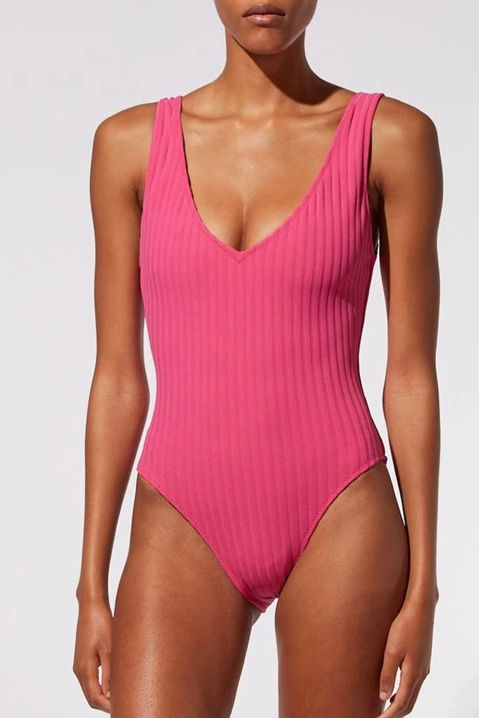 Solid & Striped Michelle One Piece Swimsuit in Orchid | Bright One-Piece Swimwear for Women 3 Solid & Striped Michelle One Piece In Orchid One Pieces