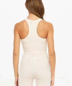 The Upside Margot Crop In Macadamia Houndstooth