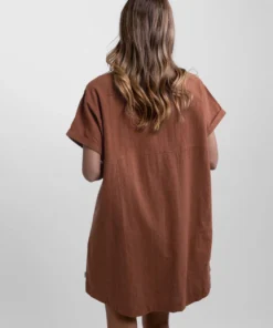 Rhythm Linen Shirt Dress In Baked Clay Clothing