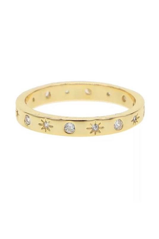 ZOU Star Band Ring In Gold - Elegant & Stylish Jewelry for Women 3 ZOU Star Band Ring In Gold