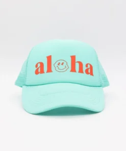 BikiniBird Aloha Trucker Hat In Aqua/Orange BikiniBird Exclusives