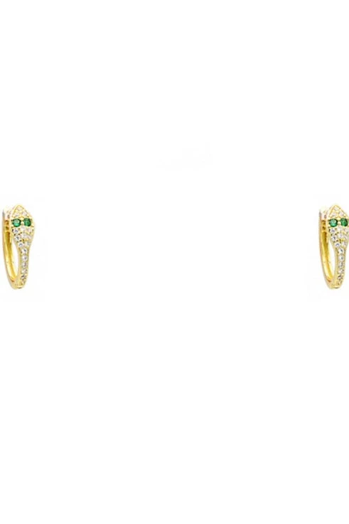 ZOU Pave Snake Huggie Earrings - Elegant Gold-Plated Snake Design with CZ Stones 3 ZOU Pave Snake Huggie