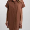 Rhythm Linen Shirt Dress In Baked Clay Clothing