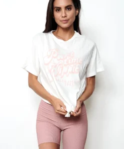 BikiniBird Part Time Hippie Tee In White/Pink BikiniBird Exclusives
