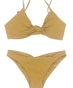 Bromelia Swimwear Bonito Bottom In Caramel Ribbed Bottoms