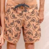Of One Sea Men's Retro Boardshorts In Tan Shaka