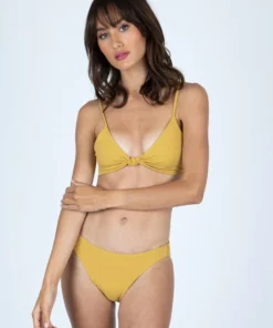 Bromelia Swimwear Bonito Top In Caramel Ribbed