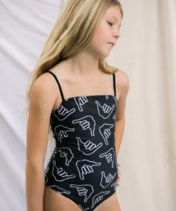 Mini Of One Sea Girl's One Piece In Black Shaka