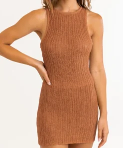 Rhythm Desert Knit Mini Dress In Sienna Clothing