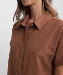 Rhythm Linen Shirt Dress In Baked Clay Clothing