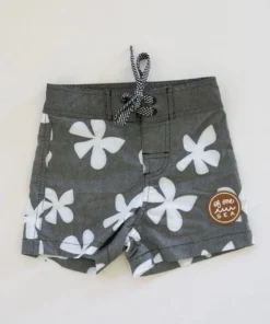 Of One Sea Kid's Townshort In Black Plumeria Mini