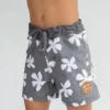 Of One Sea Kid's Townshort In Black Plumeria Mini - Stylish & Comfortable Kids' Shorts 1 Of One Sea Kid's Townshort In Black Plumeria Mini