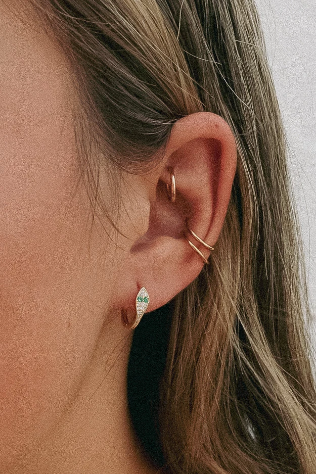 ZOU Pave Snake Huggie Earrings - Elegant Gold-Plated Snake Design with CZ Stones 4 ZOU Pave Snake Huggie