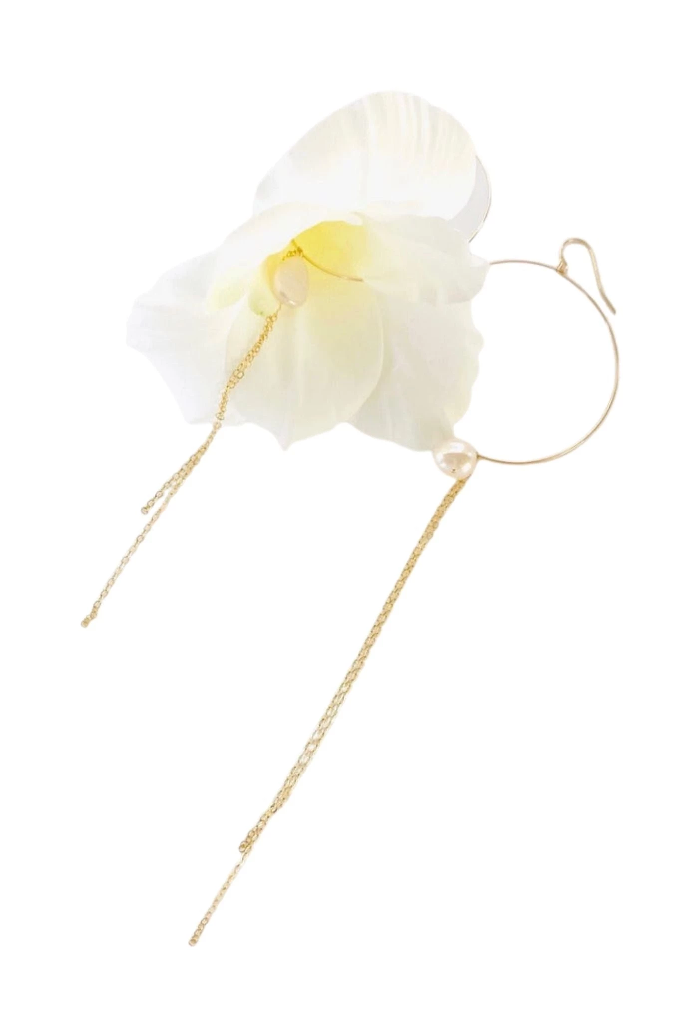 RueBelle Maui White Gladiola and Pearl Earrings - Elegant Jewelry for Women 3 RueBelle Maui White Gladiola And Pearl Earring