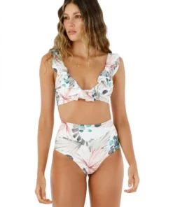 Malai Swimwear Tops Malai Balearic Top In White Mystery Palm