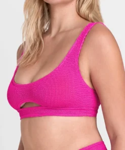 Swim Bound By Bond-Eye Sasha Crop In Bright Pink