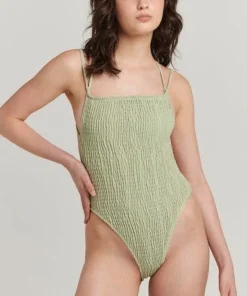 Charlie Holiday Gina Shirred One Piece In Sage