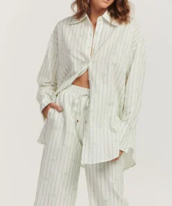 Charlie Holiday Rita Shirt In Palm Stripe Tops