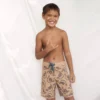 Mini Of One Sea Kid's Retro Boardshorts In Tan Shaka